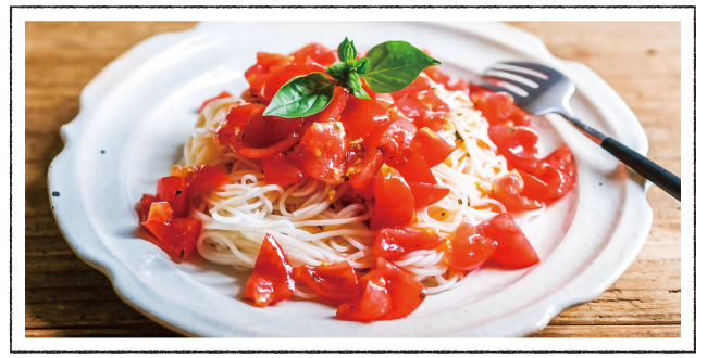 ミニトマトの冷製パスタ